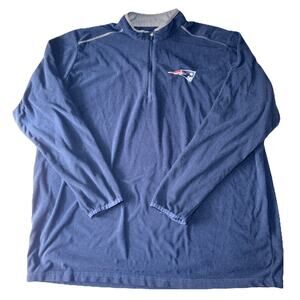 Antigua Men's 3XLT New England Patriots Long Sleeve Quarter Zip Pullover Waffle